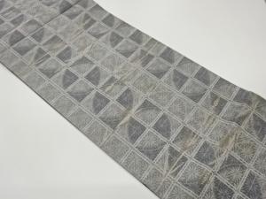 変わり格子・花に麦模様織出し袋帯